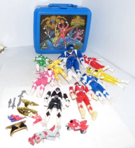 Group Of Vintage Bandai 1993 94 Mighty Morphin Power Rangers Figures W Lunchbox - Picture 1 of 19