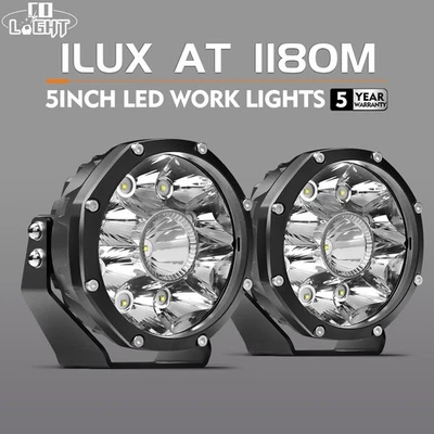 5inch Osram LED Driving Lights Spotlights Spot Round Offroad 4WD Black 4x4 Lamp - Image 1 of 4