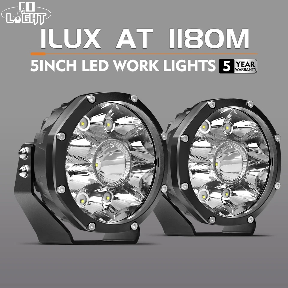 5inch Osram LED Driving Lights Spotlights Spot Round Offroad 4WD Black 4x4 Lamp - Image 1 of 4