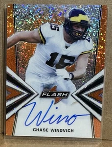 Autógrafo de novato Chase Winovich 2019 Leaf Flash Orange Sparkle #1/10 radiocontrol Michigan - Imagen 1 de 2