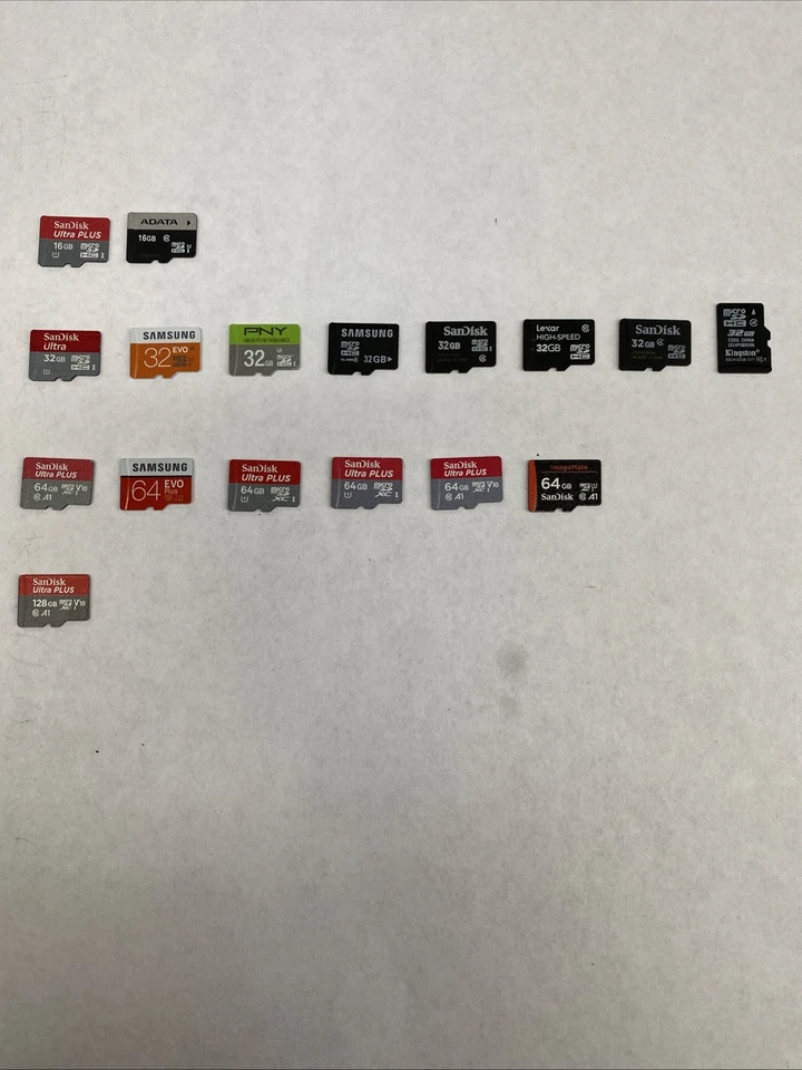 Lot Of 17x 16GB/32GB/64GB/128GB Micro SD Card SanDisk/Samsung/PNY/ADATA S7 - Image 1 of 1