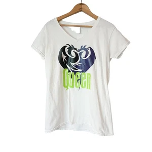 Camiseta Gráfica Reina Para Mujer XL Blanca Verde Neón Corazón Estampado Dragón Cuello en V - Imagen 1 de 1