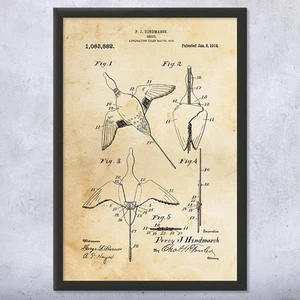 Duck Decoy Patent Wall Art Poster, Canvas or Framed Duck Hunting Gifts Dad Gifts - Picture 1 of 15