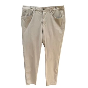 Lululemon ABC Classic Fit 5 Pocket Pants Beige Warpstreme Casual Work 34” x 31 - Picture 1 of 6