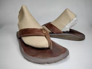 Sandalias Olukai Ohana para Hombres Talla 11 EE. UU. Cuero Marrón Tanga Chanclas Zapatos para Agua - Imagen 1 de 12