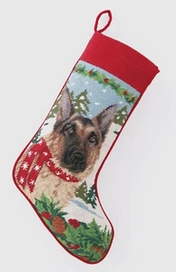 German Shepherd Dog Needlepoint Stocking NWT - Picture 1 of 1