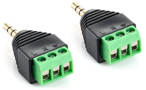 Poppstar 2x Audio Klinkenstecker (Adapter 3,5mm Klinke auf 3-pin Terminal Block) - Bild 1 von 3