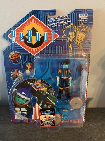 Vintage ReBoot Guardian Enzo Action Figure & CD Rom IRWIN *Rare (1996) Cover