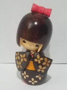 JAPANESE SOSAKU WOODEN KOKESHI DOLL KOSODE SIGNED 7" WOOD GIRL LADY FIGURE  - Picture 1 of 8