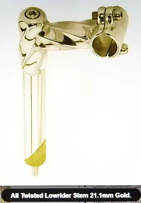 GOLD TWISTED LOWRIDER BICYCLE  STEM GOOSENECK  21.1MM BEACH CRUISER  CHOPPER  - Image 1 of 3