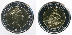 Cincuenta centavos 50c de Nueva Zelanda 1994 (HMS Endeavour) - gema sin circular - Imagen 1 de 3