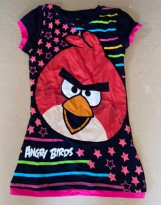 NWT Angry Birds Girls Stars Stripes Short Sleeve T Shirt S Black (A35) - Picture 1 of 2