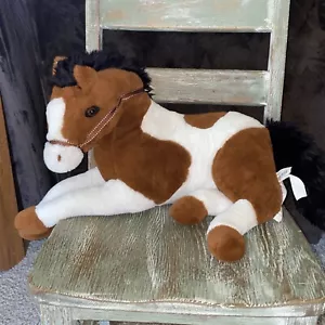 Toys R Us Geoffrey Animal Alley Marrone e Bianco Peluche Sdraiato Pinto Pony 28"* - Foto 1 di 6