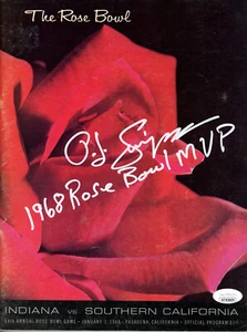 O.J. Simpson Autographed/Signed USC Trojans Rose Bowl Program MVP JSA 36666 - Picture 1 of 2