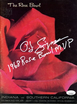 O.J. Simpson Autographed/Signed USC Trojans Rose Bowl Program MVP JSA 36666 - Image 1 of 2