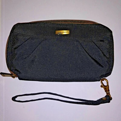 Cartera de muñeca Travelon negra interior púrpura Foto 1 de 4