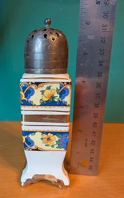 MUFFINEER AZUCARERO AGITADOR porcelana y plata LANCASTER crema TRANSFERENCIA DE FLORES Foto 1 de 4