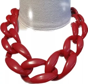 Collar Gargantilla Ajustable Cadena Graduada Acrílico Rojo Grueso Grande De Colección - Imagen 1 de 6