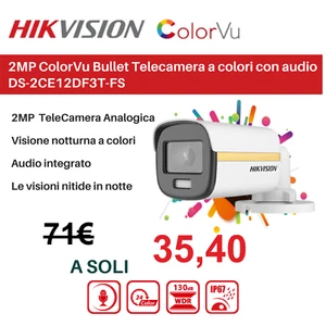 Telecamera Bullet 2MP a colori notte con audio per esterno DS-2CE12DF3T-FS - Foto 1 di 1
