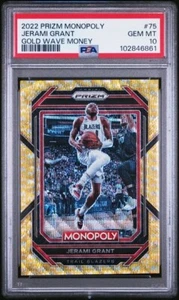 Jerami Grant 2022 Panini Prizm Monopoly Gold Wave Money SP /10 PSA 10 #75 - Picture 1 of 2