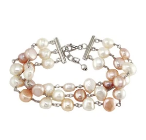 NEW! Sterling Silver And Pink & White Pearl Bracelet By Effy/ MSRP $950 - Picture 1 of 3