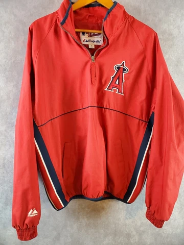 Majestic Authentic Anaheim Angels 1/4 Zip Jacket. Size M. Tear By Zipper Cover