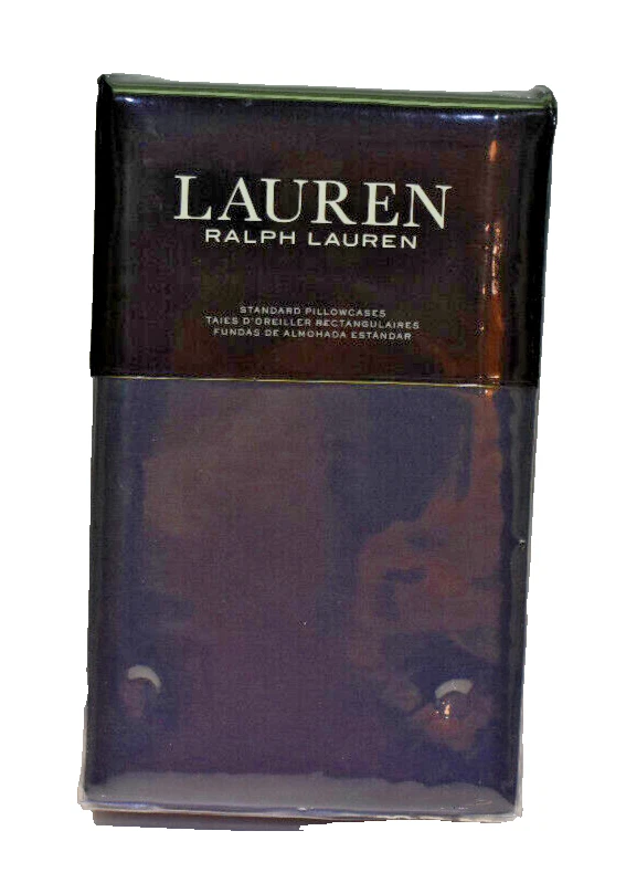 Lauren Ralph Lauren Flannel Two Standard Pillowcases 100 Cotton Navy