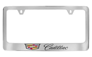 Cadillac Crest with Script License Plate Frame (Black) - Picture 1 of 6