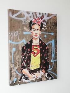 Frida Kahlo Superwoman Limited Edition Street Art Graffiti Photo Canvas Print