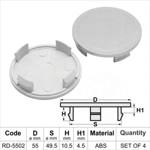 Alloy wheel center caps centre universal rim plastic 4x hub cap 49.5-55 no logo - Picture 1 of 3
