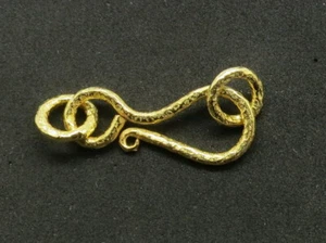 2 Pieces 22K Gold S Hooks Clasps 925 Sterling Silver Hammered Clasp 20mm Long - Picture 1 of 4