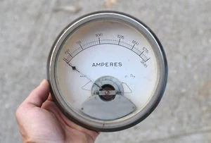 Vintage old industrial gauge ampere meter ammeter analog dial electrical - Picture 1 of 5
