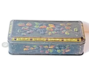 RARE ANTIQUE BISCUITS TIN BLACKBERRIES art nouveau - Picture 1 of 8