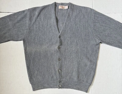 THE FOX COLLECTION - Men’s VINTAGE Gray Acrylic Cardigan Sweater - X-Large 46-48 - Image 1 of 4