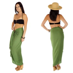 1 World Sarongs Damen Solid Badeanzug Cover-Up Sarong in Grün/Oliv - Bild 1 von 1
