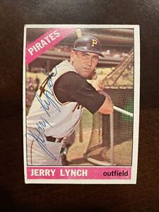 JERRY LYNCH 1966 TOPPS AUTOGRAPHED SIGNED AUTO BASEBALL CARD 182 PIRATES