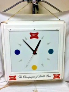 Miller beer sign 1957 High Life double sided hanging lighted clock bar light old - Picture 1 of 12
