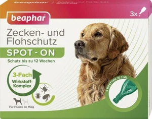 beaphar Zecken- und Flohschutz SPOT-ON 3Pipetten (je 2 ml) Hunde ab15kg+ 1 Snack - Bild 1 von 1
