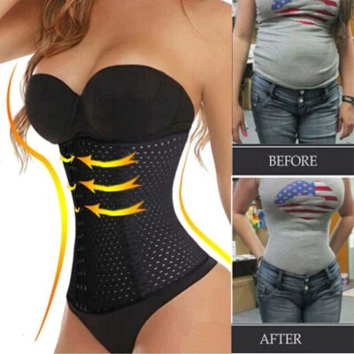 Women's 24 Steel Boned Satin Underbust Corsets Bustier Waist Cincher Trainer US - Image 1 of 4