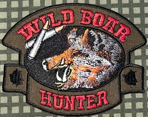 Wild Boar Hunter Patch Hook & Iron-On Repro New A1218 - Picture 1 of 2