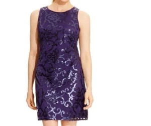 Nuevo Vestido JESSICA HOWARD Azul Marino Púrpura Lentejuelas Missy Fiesta Cóctel Para Mujer Talla 14 - Imagen 1 de 2