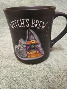 Taza Negra Telarañas y Calderos "Witch's Brew" Con Estrellas Caldero Bruja Usada en Excelente Condición - Imagen 1 de 3