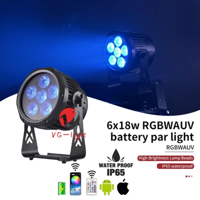 IP65 Waterproof LED Par Can Light 6X18W RGBWAUV Outdoor Wireless Wedding Uplight - Image 1 of 4