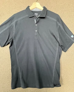 Kuhl Polo Shirt Men's Large Born In The Wild Black Short Sleeve - Picture 1 of 9