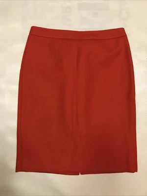 J. Crew No. 2 Falda Lápiz Talla 8 100% Lana Naranja Carrera Oficina Completamente Forrada Foto 1 de 4