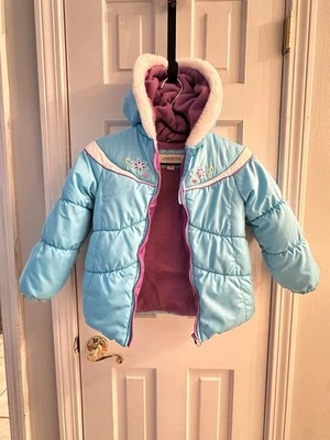 Girls LONDON FOG Hooded Puffer Jacket ~ Green & Purple ~ Size 6X - Image 1 of 4