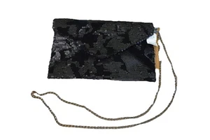 3 AM Forever Clutch Handtasche schwarz Samt Pailletten Magnetverschluss - Bild 1 von 11
