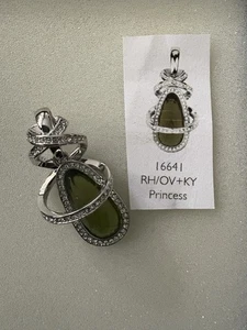 Pierre Lang Anhänger Silber Grüner Zirkonia mit kleinen Steinen Princess 3,5 cm - Bild 1 von 3