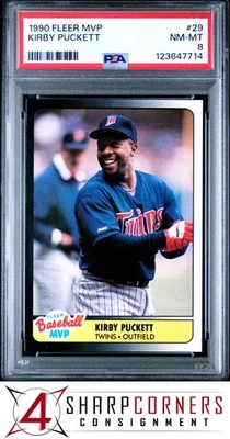 1990 FLEER MVP #29 KIRBY PUCKETT TWINS HOF PSA 8 - Image 1 of 3