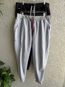 FIGS Pantalone donna jogger scrub cemento + nero coulisse zip tasca taglia 3XL-T - Foto 1 di 8